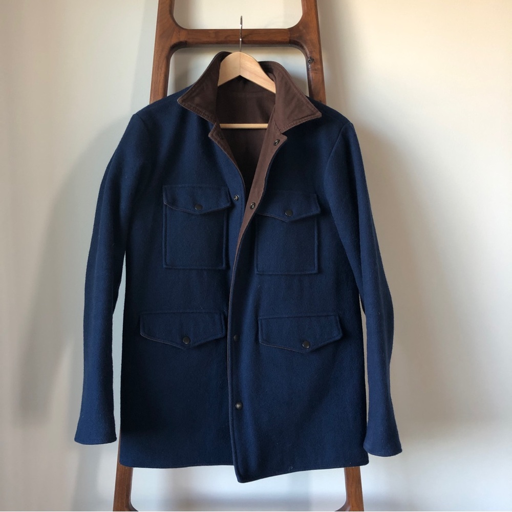 Naked & Famous Reversible Wool/Canvas Jacket (Thigh Length)